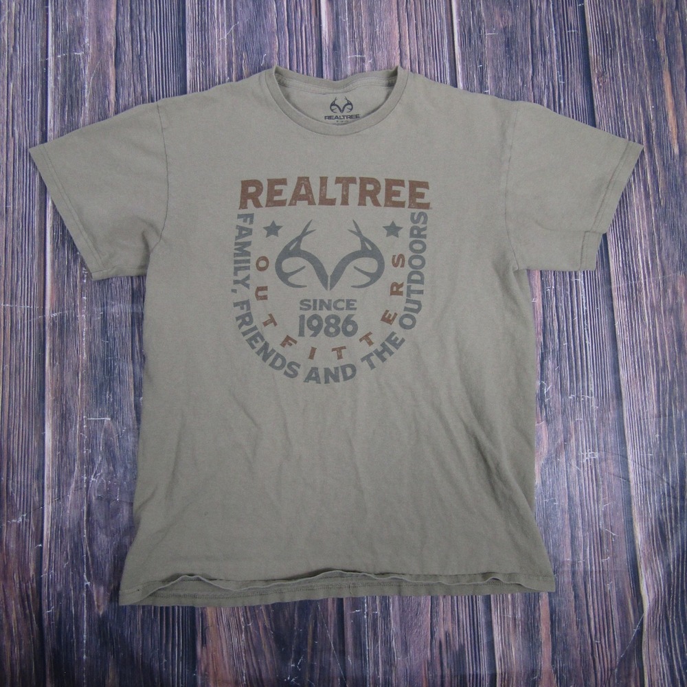 Realtree Shirt Mens Medium Green Graphic Outdoor Hunting Cotton Tee Casual